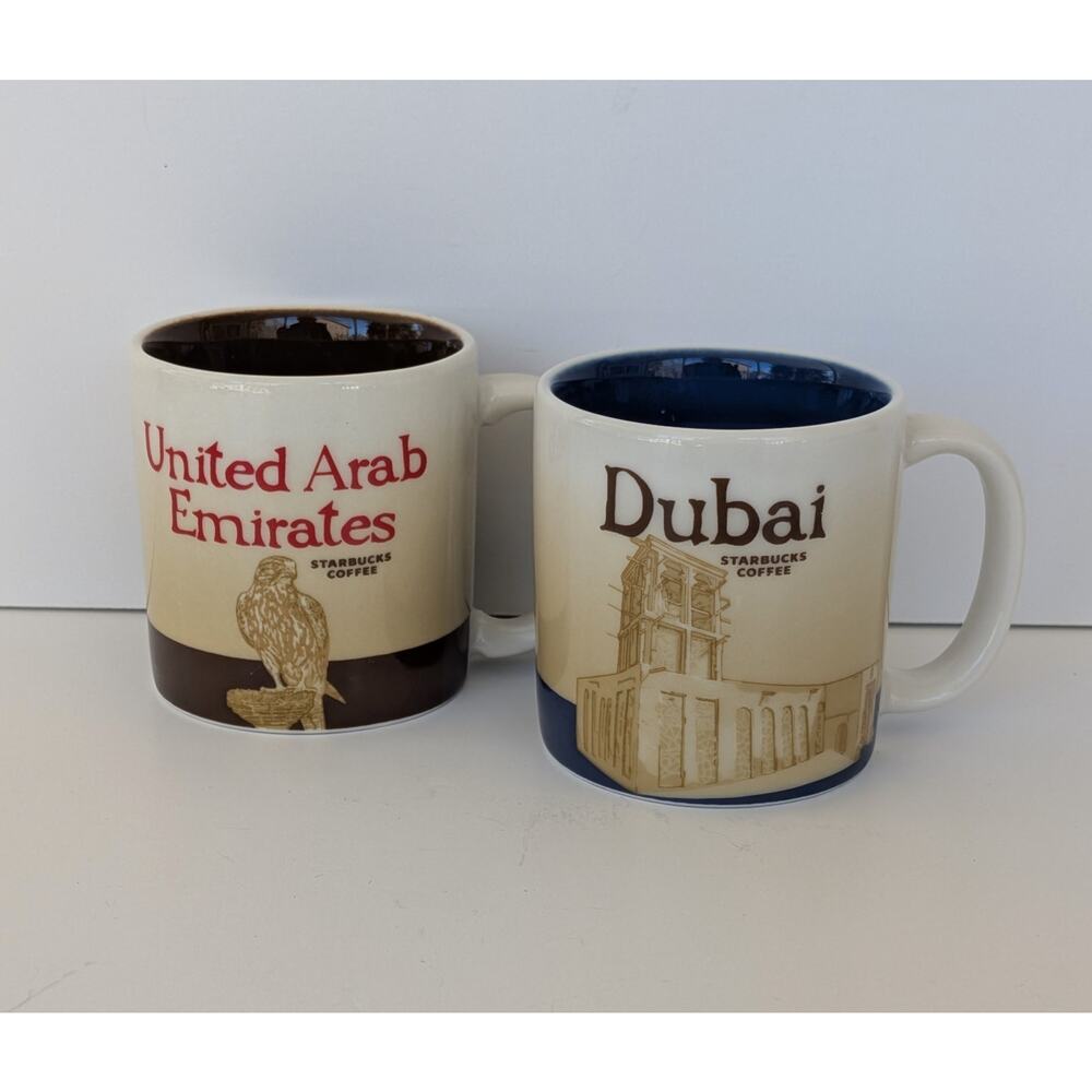 Set of 2 Starbucks United Arab Emirates Dubai Espresso Coffee Mugs 3 fl. oz